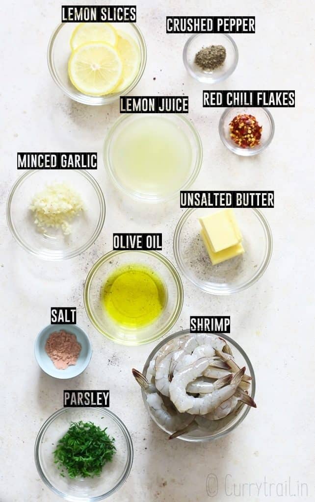 ingredients for lemon garlic shrimp recipe