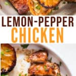 lemon pepper chicken with text overlay