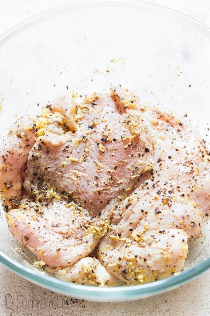 chicken breasts marinated in lemon zest pepper and salt