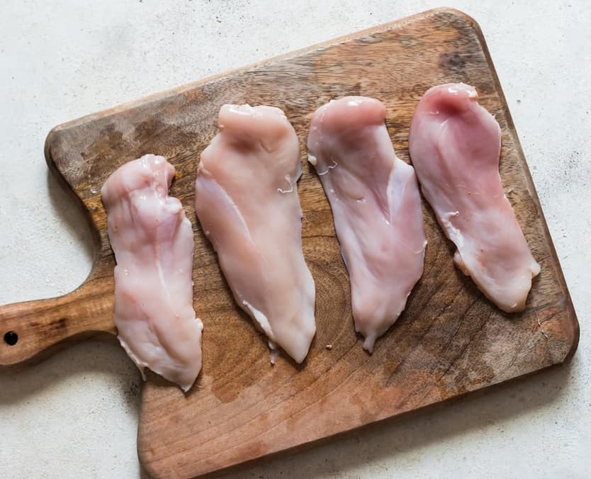 chicken breasts cut into thin fillets