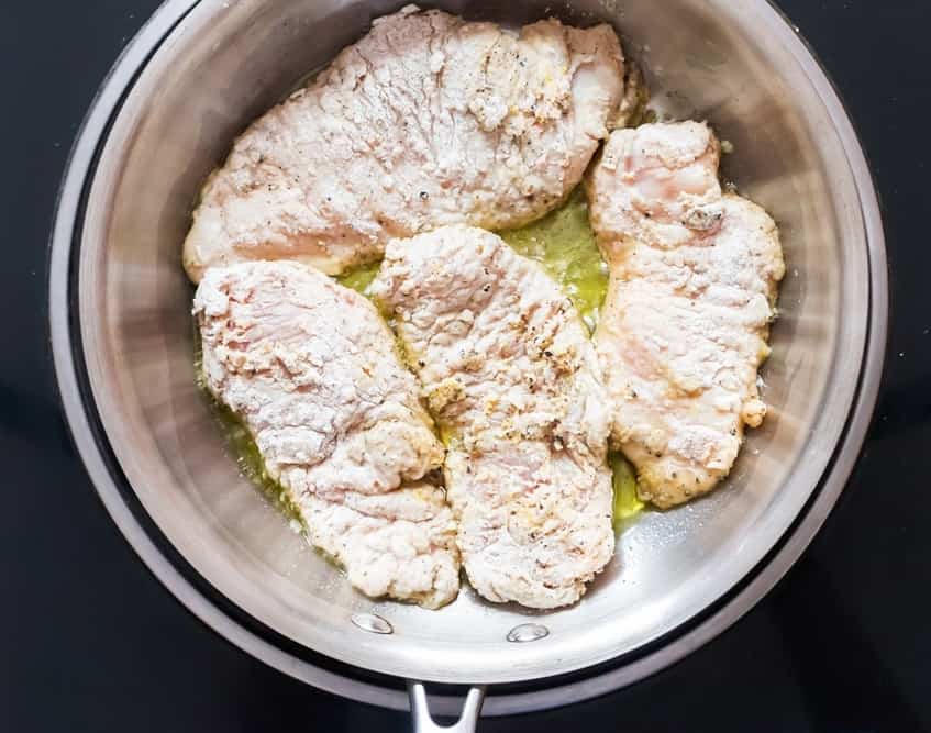 chicken breaded in flour cooked in skillet