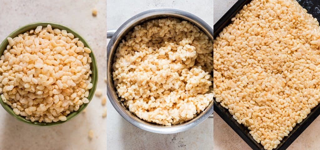 step by step picture of homemade rice krispie treats