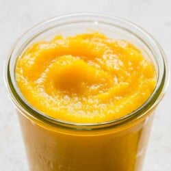 homemade pumpkin puree stored in jars