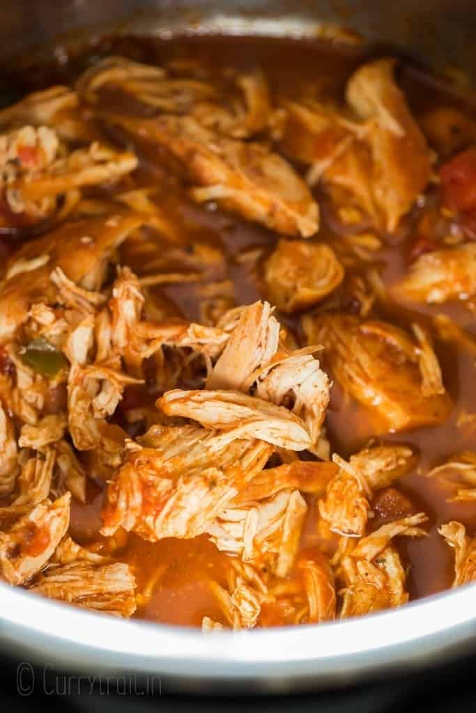 Mexican style shredded chicken cooked in instant pot