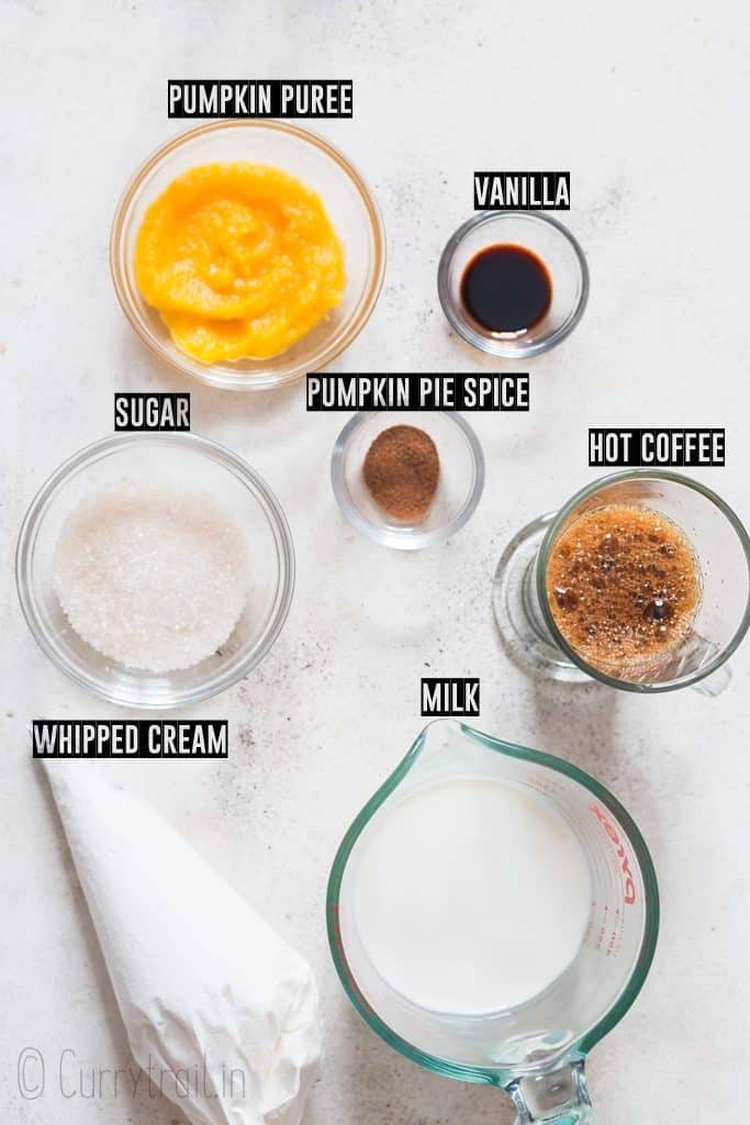 ingredients used to make pumpkin spice latte