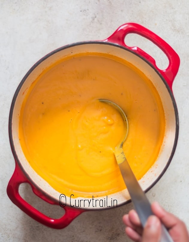 pumpkin soup in pot