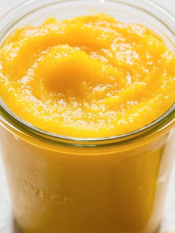 homemade pumpkin puree in glass jars