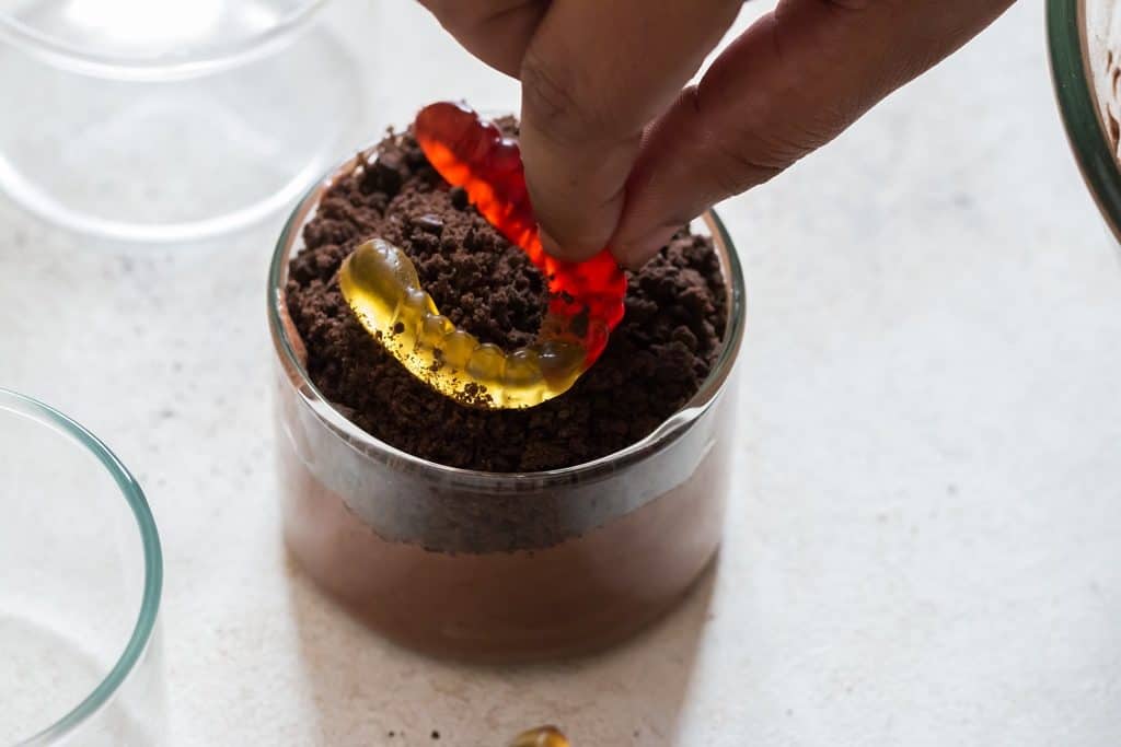 gummy worms in dirt cups