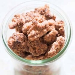 candied walnuts in glass jar