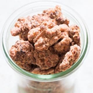 candied walnuts in glass jar