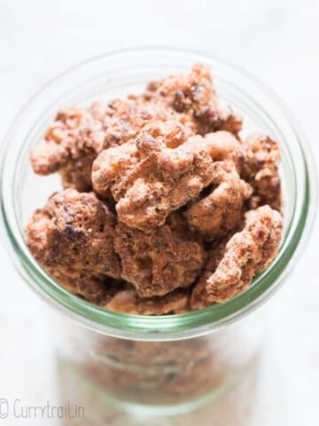 candied walnuts in glass jar