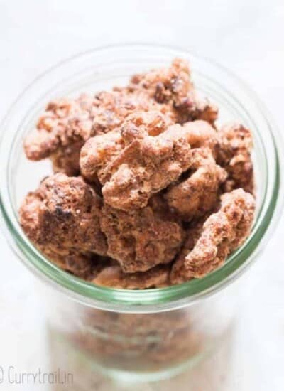 candied walnuts in glass jar