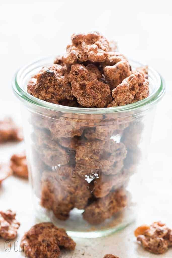 candied walnuts in jar