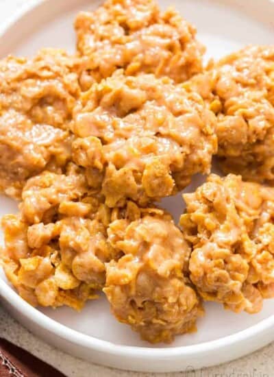 cornflakes cookies on white plate