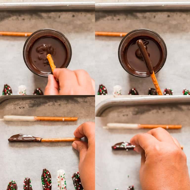 dark chocolate dipped mini pretzels rods