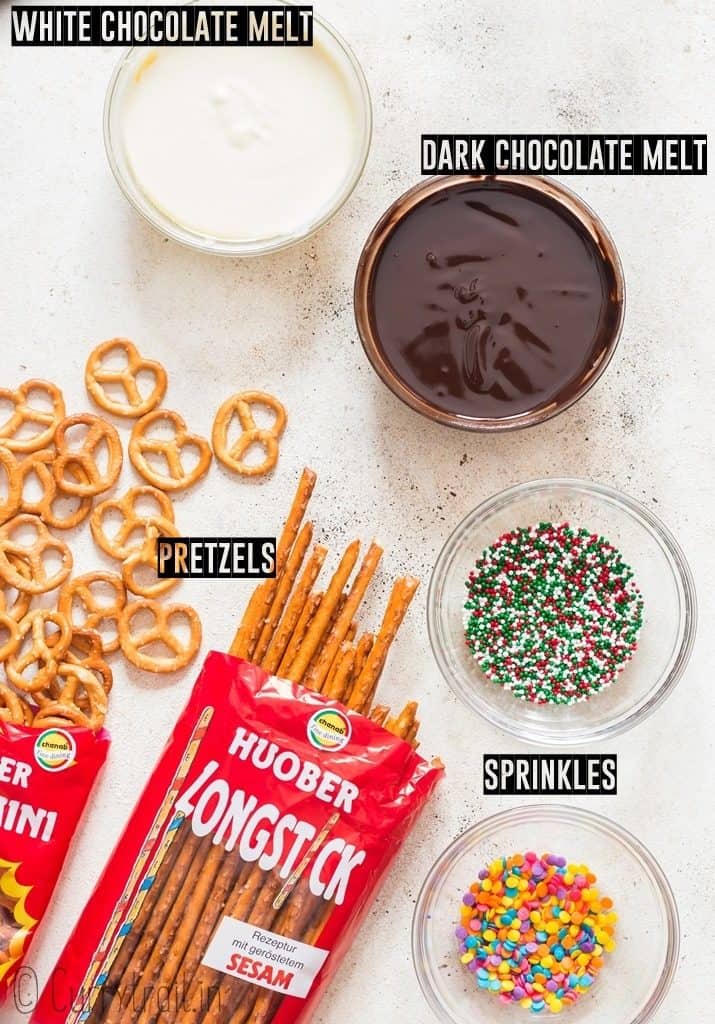 ingredients for chocolate covered pretzels