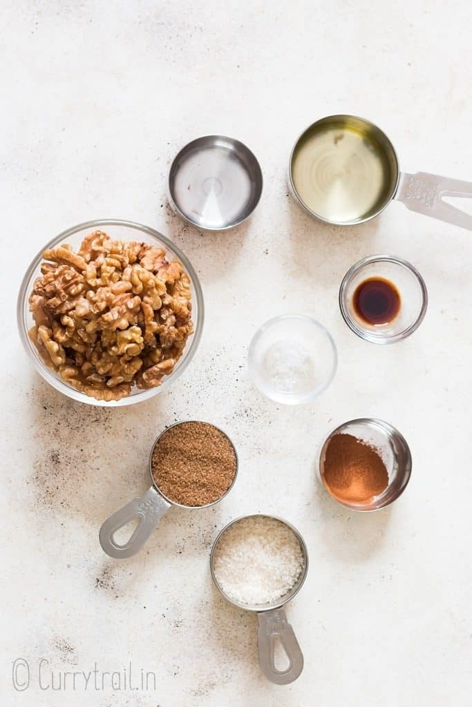 ingredients for candied walnuts