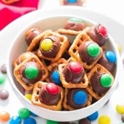 pretzles hershey kiss m&m Christmas treats