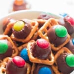 Pretzel Hershey kiss M&M in bowl