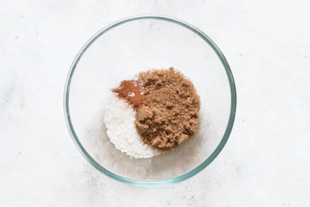 mixing sugar in glass bowl