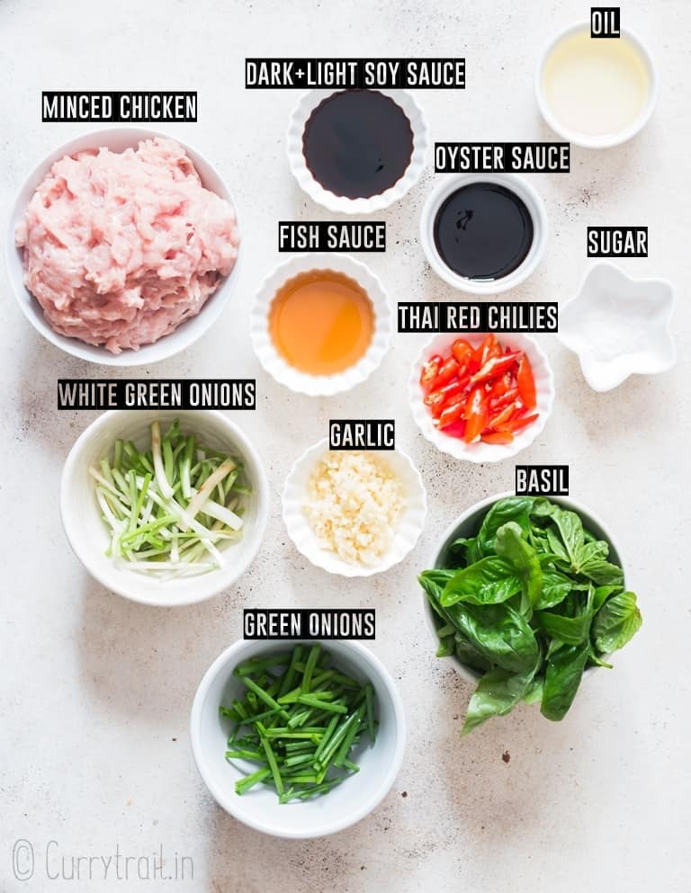 ingredients for Thai basil chicken