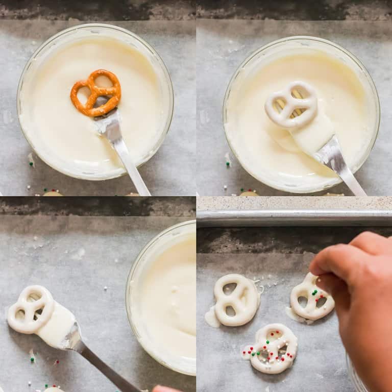 white chocolate dipped mini pretzels twists