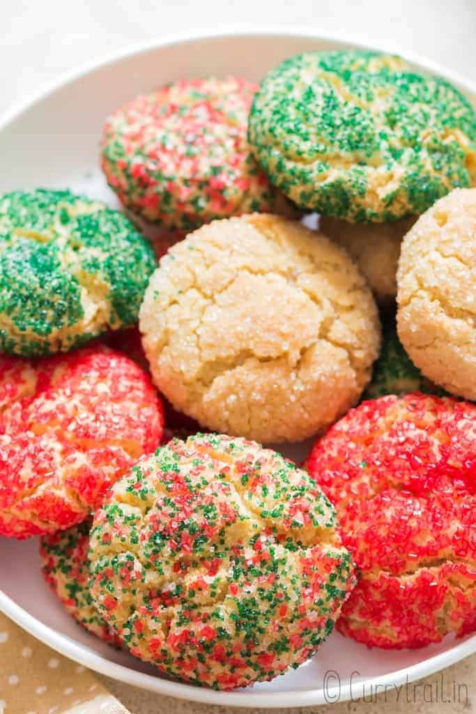 soft and chewey sugar cookies on white plate