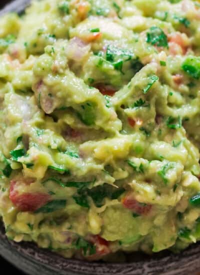 chunky guacamole with nachos