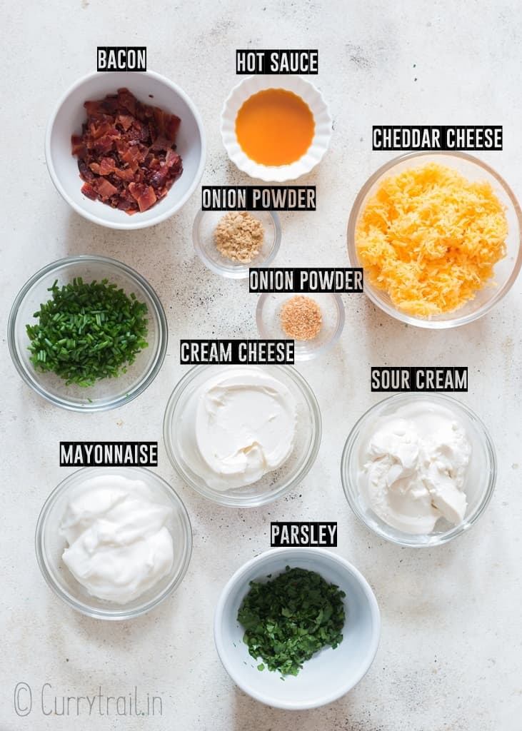 ingredients for hot cream cheese dip recipe