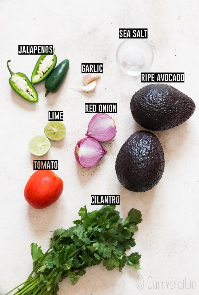 ingredients for homemade guacamole