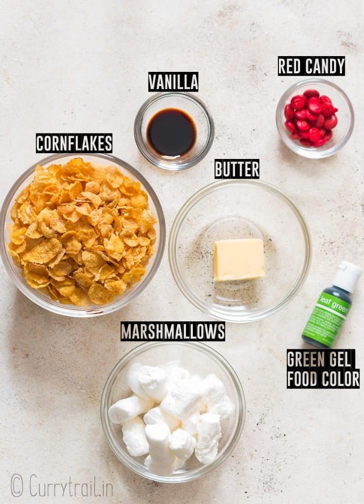 ingredients for Christmas wreath cookies