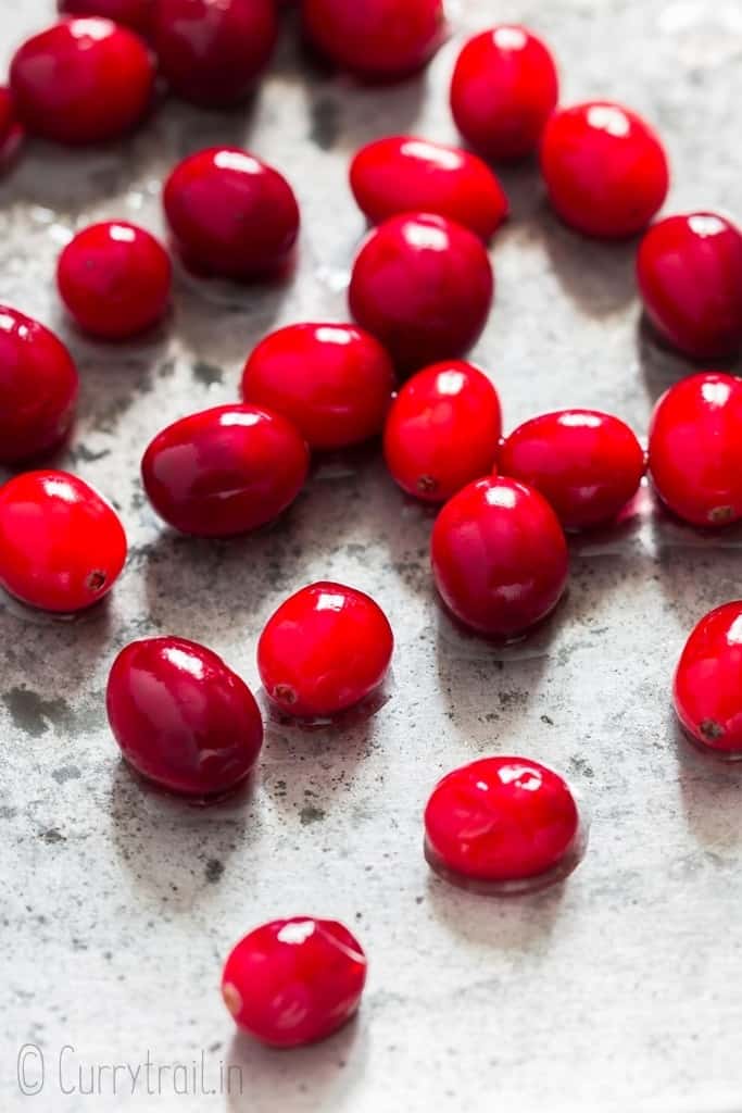 drying soaked cranberries