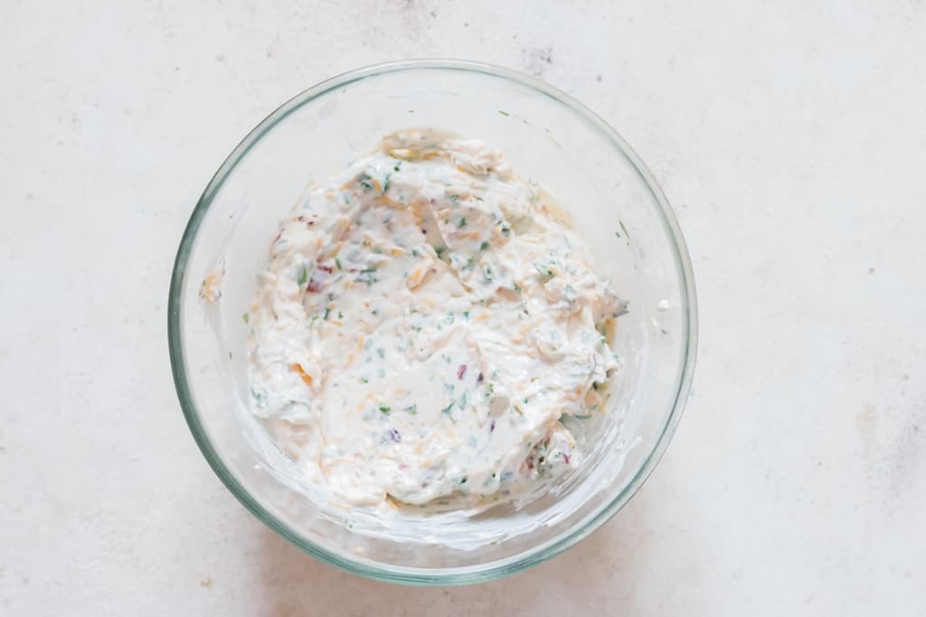 Mixing all ingredients for cream cheese dip