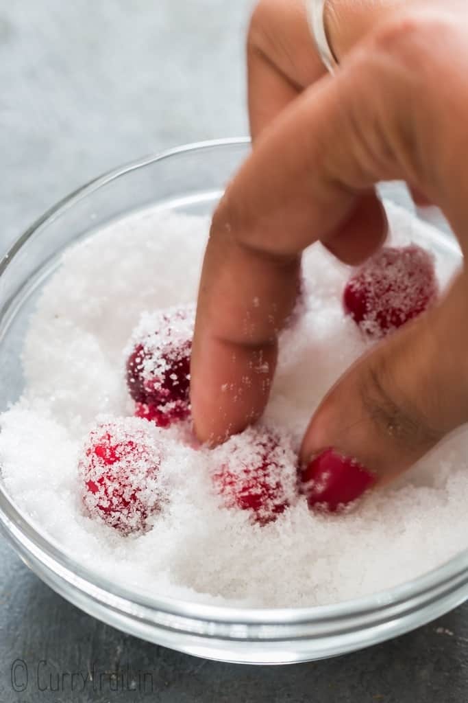 coating cranberries in sugar