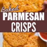 best Parmesan crisps baked in oven with text