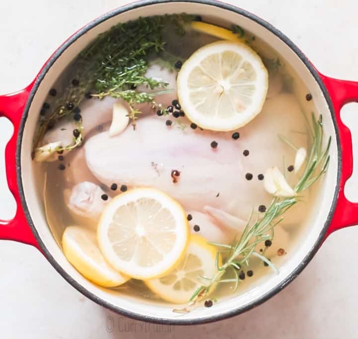 whole chicken in large pot 