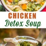 chicken detox soup in soup pot