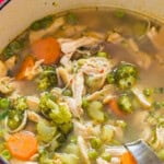 chicken detox soup in a pot.