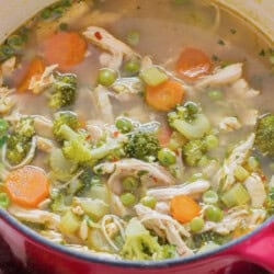 chicken detox soup in a pot.