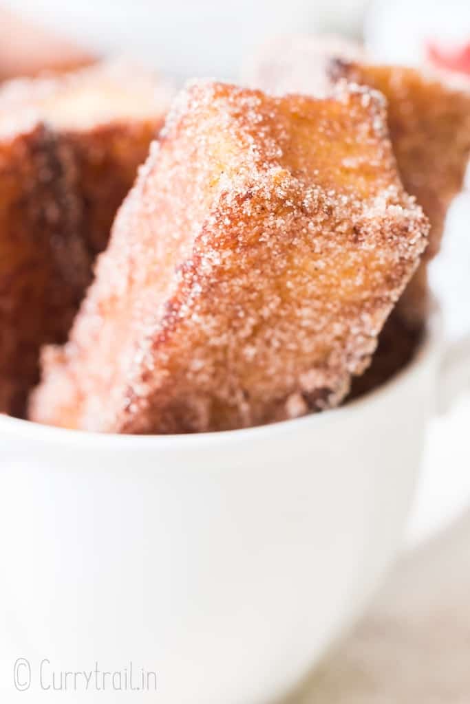 cinnamon French toast sticks in tea cups