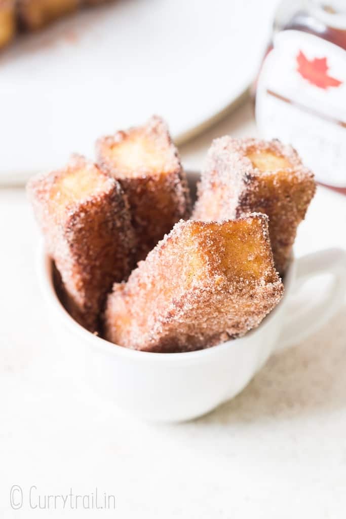 cinnamon French toast sticks in tea cups