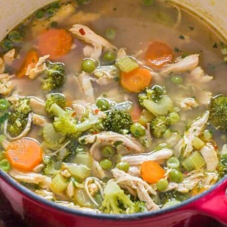 chicken detox soup in soup pot