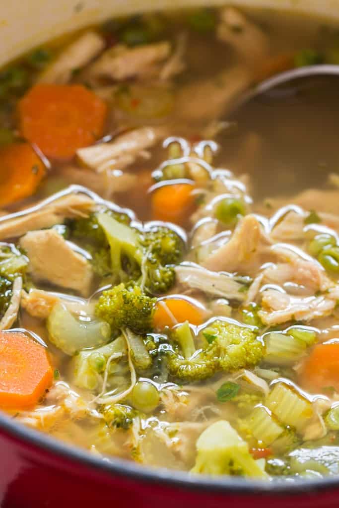 chicken detox soup in soup pot