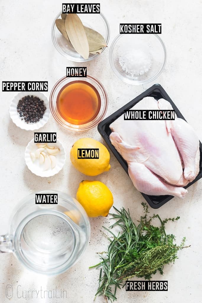 all ingredients to make chicken roast