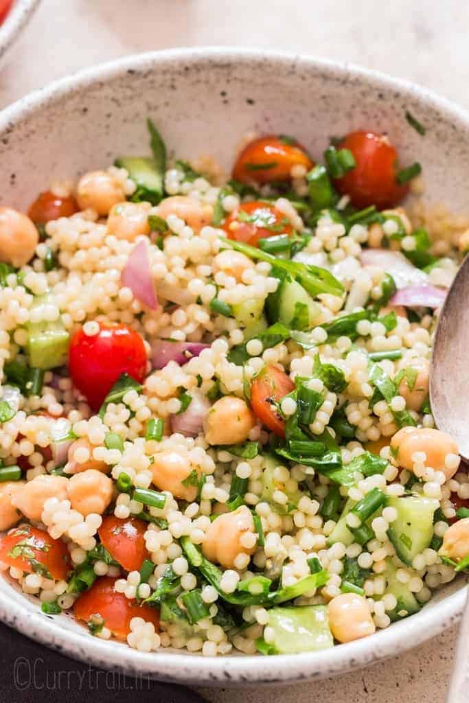 Israeli Couscous Salad Recipe {With Simple Lemon Dressing} - CurryTrail