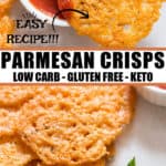 baked parmesan crisps with text overlay