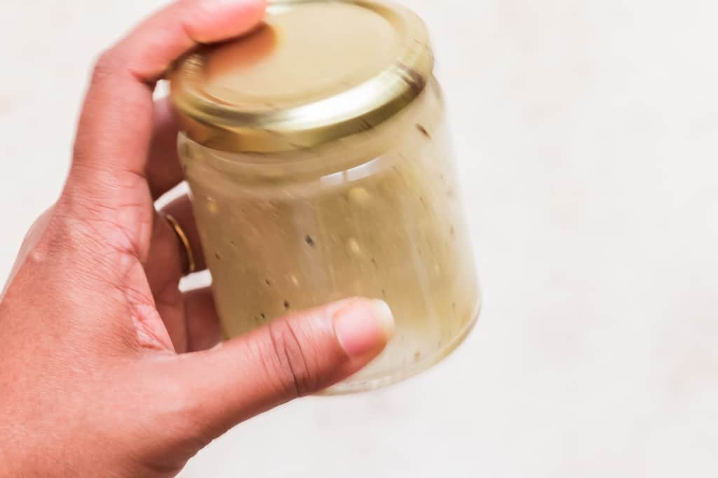 making salad dressing in a jar.