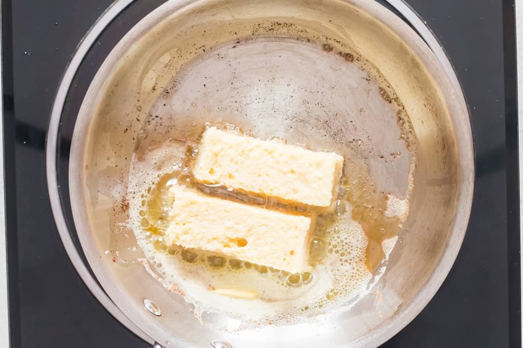 frying bread sticks in butter