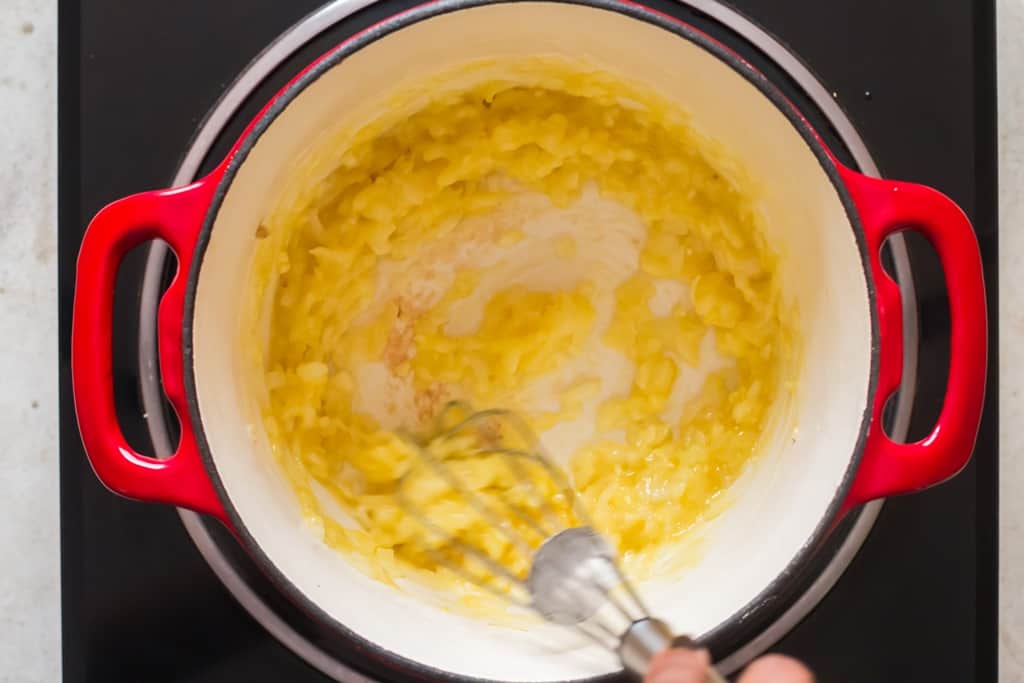 cooking flour in butter to make roux