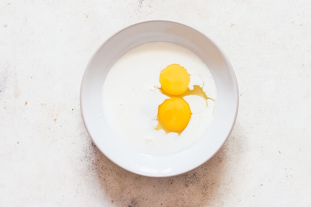 egg custard mix in bowl for French toast sticks